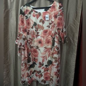 Multi color plus size ruffle sleeve floral swing dress from Connected Apparel